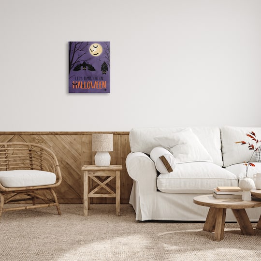 Stupell Industries Let's Hang Halloween Bats Canvas Wall Art